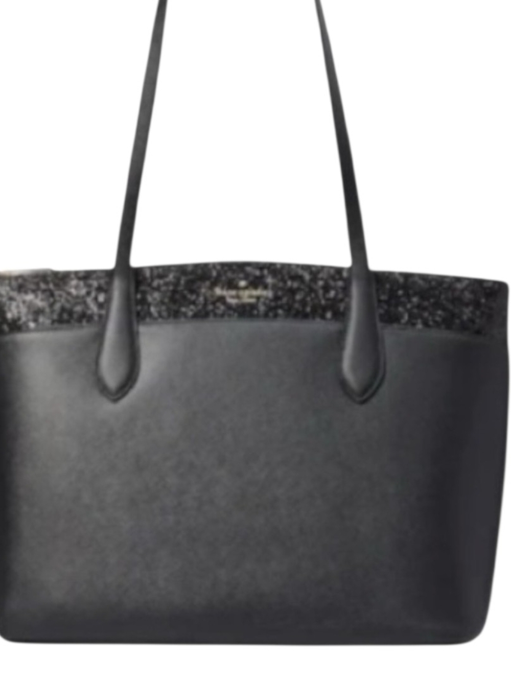Kate Spade NWT Black Glitter Tote Bag & Matching Cosmetic Pouch Set